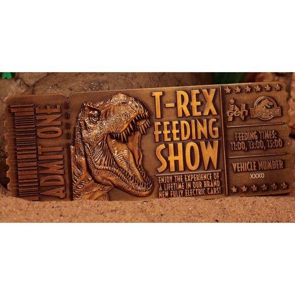 Jurassic Park T-Rex Feeding Show Ticket Vehicle ID Card & Mosquito In Amber Set - Picture 6 of 14